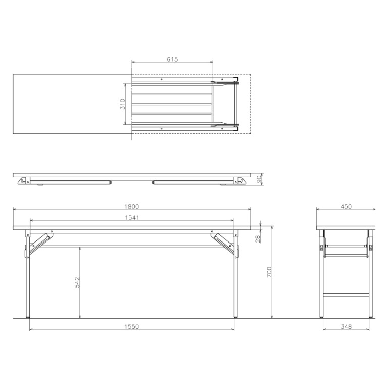 折りたたみ式会議用テーブル TCT-1845 IV トラスコ(TRUSCO) - オフィス家具